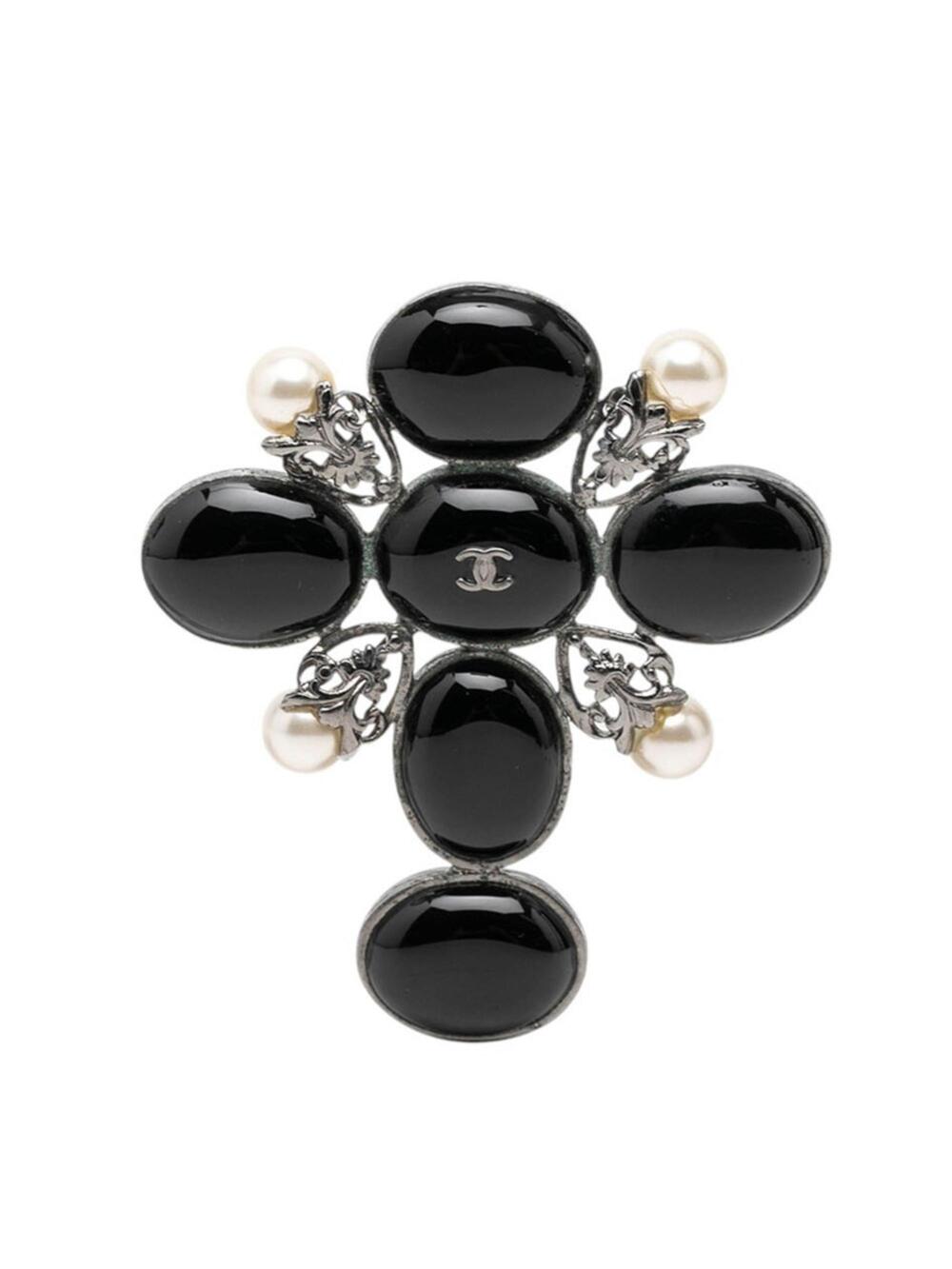 Chanel Cc Logo Brooch Silver-Tone Metal #299504C10B